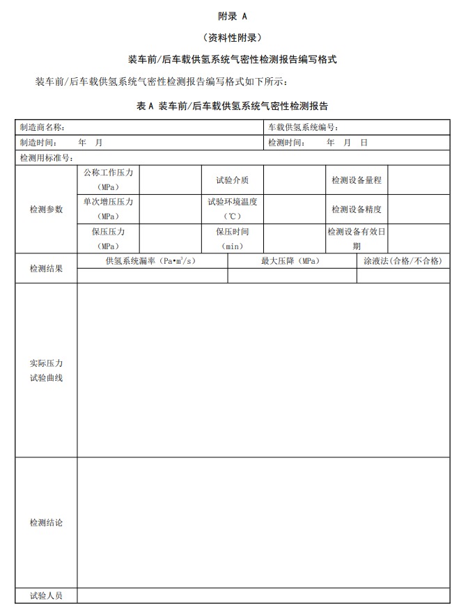 廣東《燃料電池電動汽車車載供氫系統(tǒng)檢測置換技術要求征求意見稿》